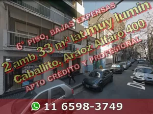 Dto Caballito 2a 33m2 lat lum 6o Aráoz Alfaro 400 u$s 87.500