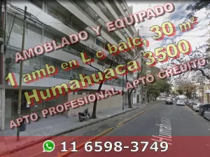 Almagro 1amb L balc 30m2 amob+equip Humahuaca 3500 u$s85.000