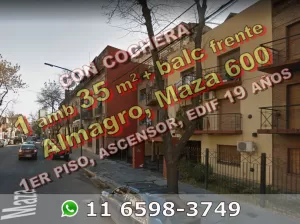 Dto Almagro 1amb 35m2 +balc fte, coch cub Maza 600 u$s83.000