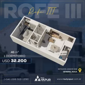 DEPARTAMENTO 1 DORMITORIO EN VENTA GENERAL ROCA