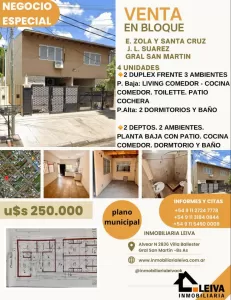 Venta en bloque- Emilio Zola y Santa Cruz-  4 viviendas