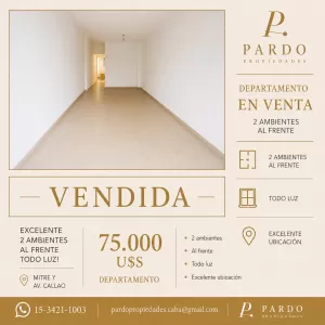 Bajó de precio! Excelente 2 ambientes al frente todo luz!